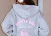 White Fox Hoodie Grey And Pink